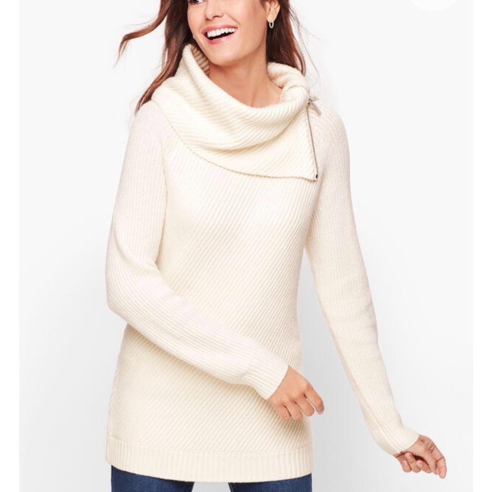 Talbots Cream Split Neck Sweater
